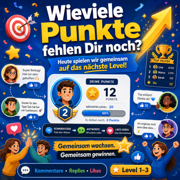 Wie viele Punkte fehlen Dir noch zum nächsten Level? 🎯