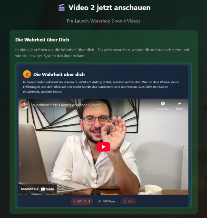 Pre-Launch-Workshop Video 2 wartet bereits auf dich! 📹