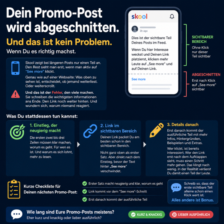 Dein Promo-Post wird abgeschnitten. Und das ist kein Problem. Wenn Du es richtig machst.