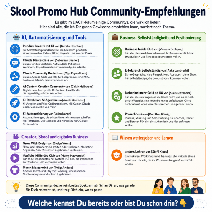 Skool Promo Hub Community-Empfehlungen