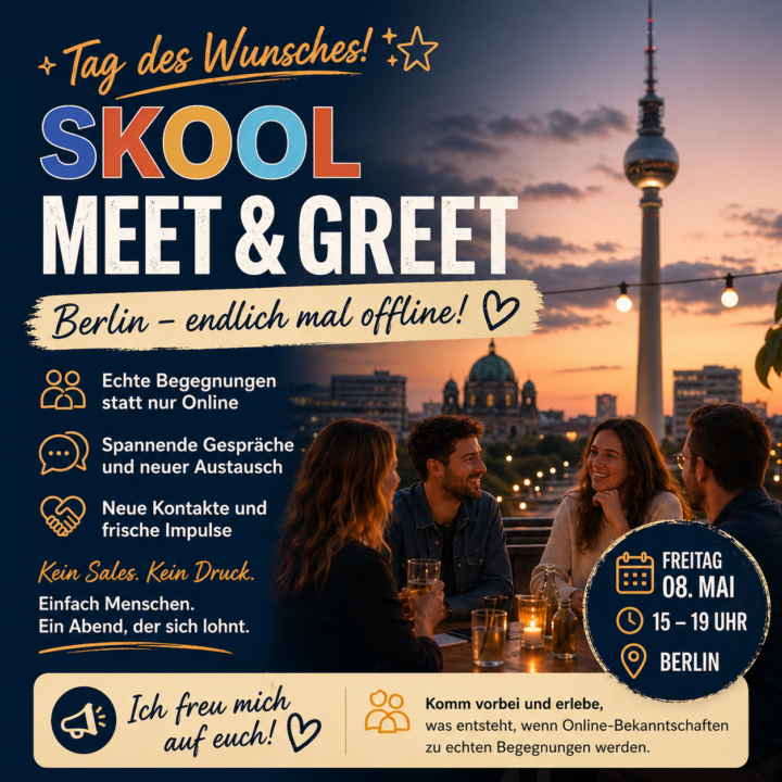Offenes Skool Meet & Greet in Berlin am 8. Mai 15-19 Uhr
