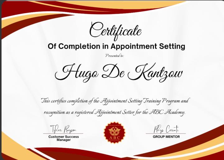 Credentials for anyone looking for a appointment setter 