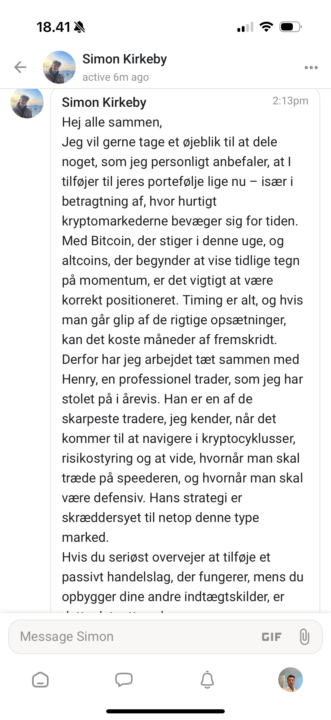 Scammer skriver i DM's