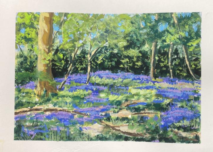 Gouache bluebells 
