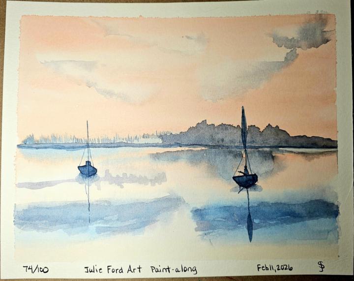 Morning boats paint along