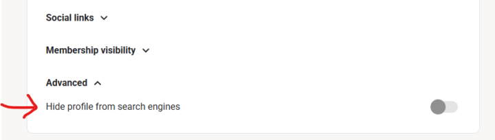 Vous pouvez maintenant cacher votre profil des moteurs de recherche