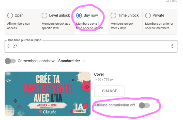 Affiliation : on peut fermer la commission dans un classroom