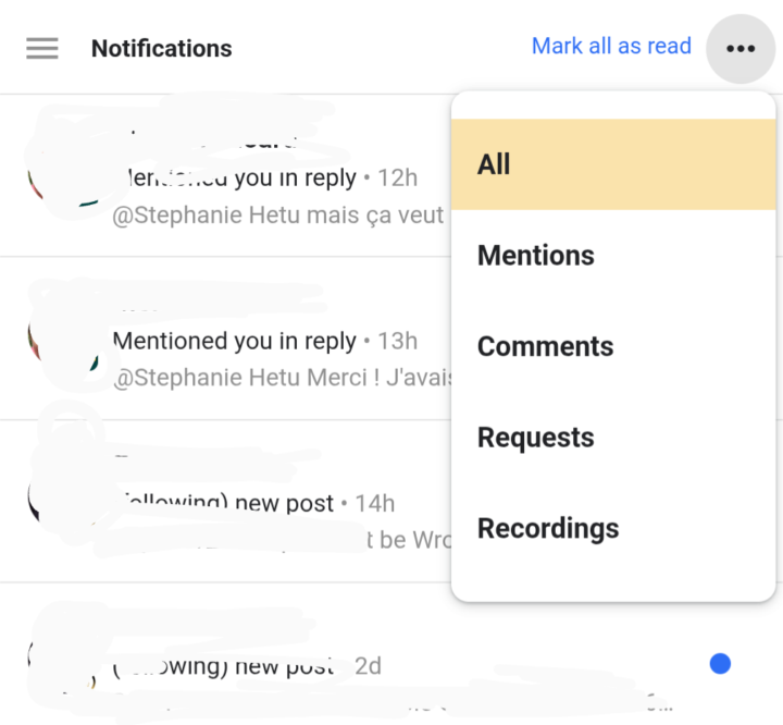 Nouveauté dans les notifications!