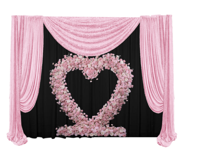 Pink Heart Stand w/ Black Drapes