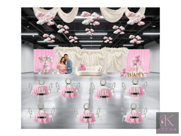 Floating in the clouds baby shower mockup