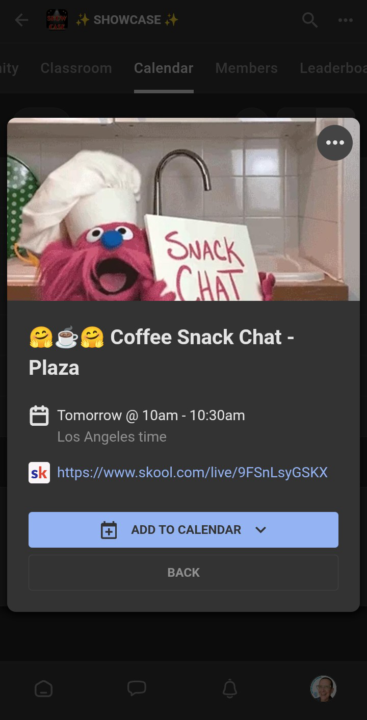 Joining the Wednesday Snack Chat?