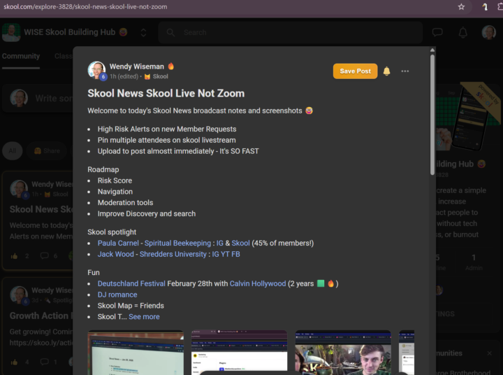 Skool News Broadcast via Native Webinar Livestreaming