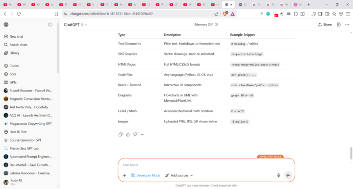 ChatGPT: Developer Mode Question