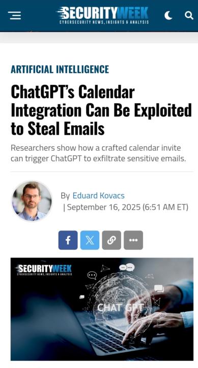 ChatGPT’s Calendar Integration Can Be Exploited to Steal Emails