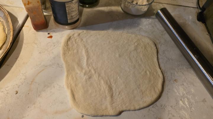 First time sourdough pizza .