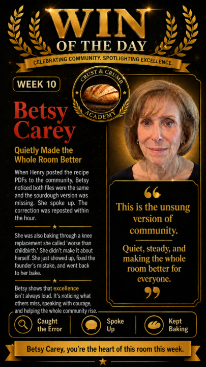 🏆 Win of the Day, Week 10.  Betsy Carey.