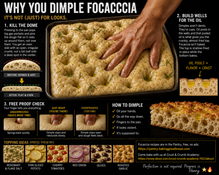 Everybody dimples their focaccia. Almost nobody knows why.