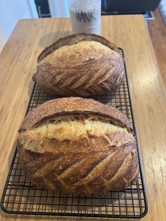 My Monday morning loaves… both were cold proofed overnight 