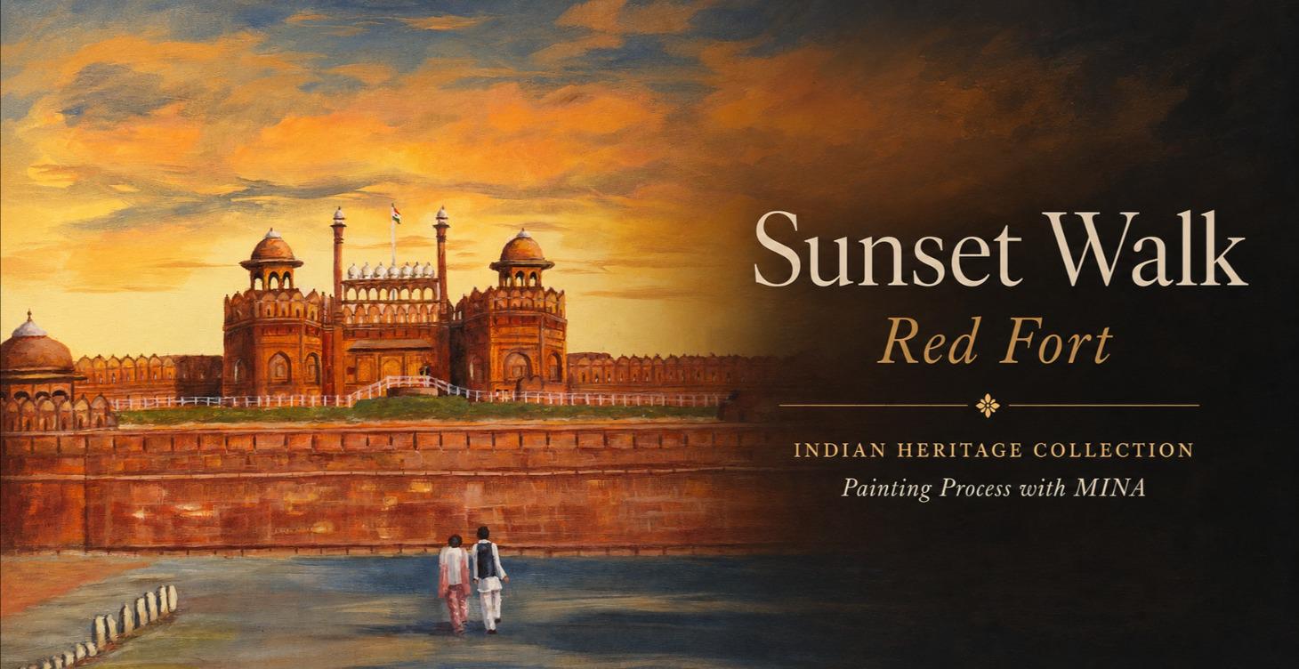 Sunset Walk - Red Fort Painting Process