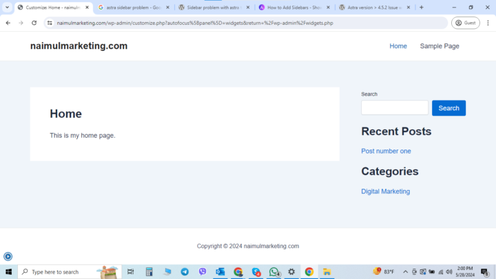 Sidebar problem on blog page