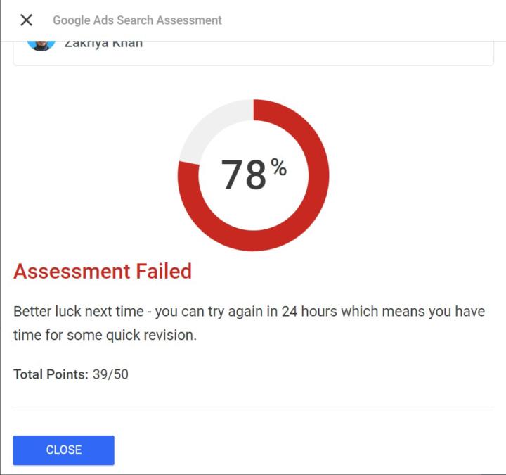 Google Search Ad Test Fail