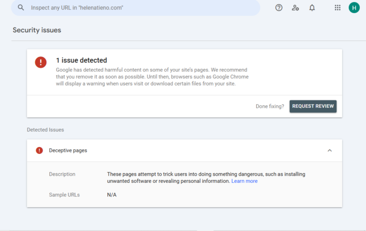 GOOGLE CONSOLE SECURITY ALERT