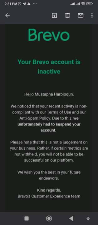 Bravo suspended my account, has anyone experience this?