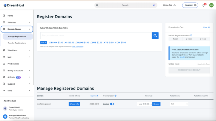 Dreamhost Control Panel