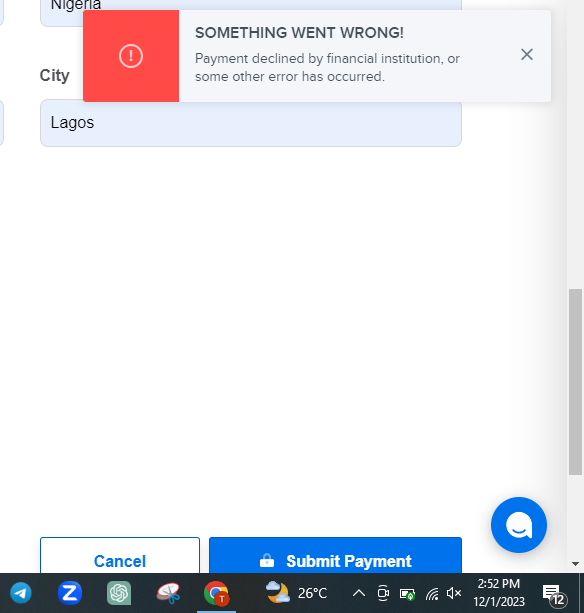 Difficulty in making payment for DreamHost Web Hosting Service
