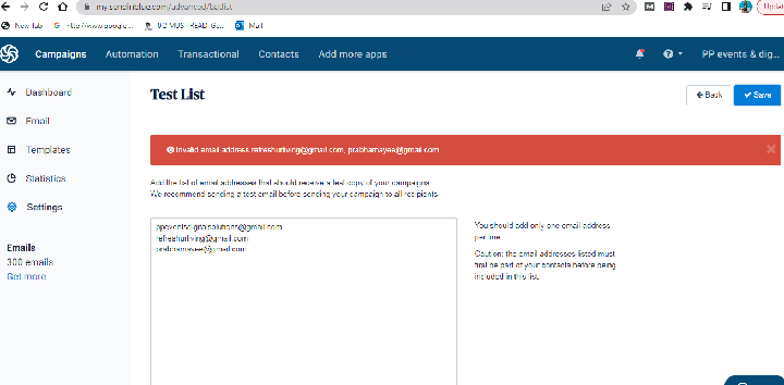 getting error while loading email id.