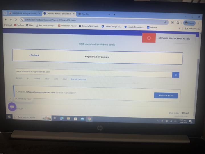 Trouble adding available domain name