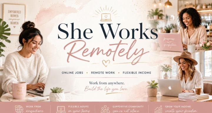She Works Remotely