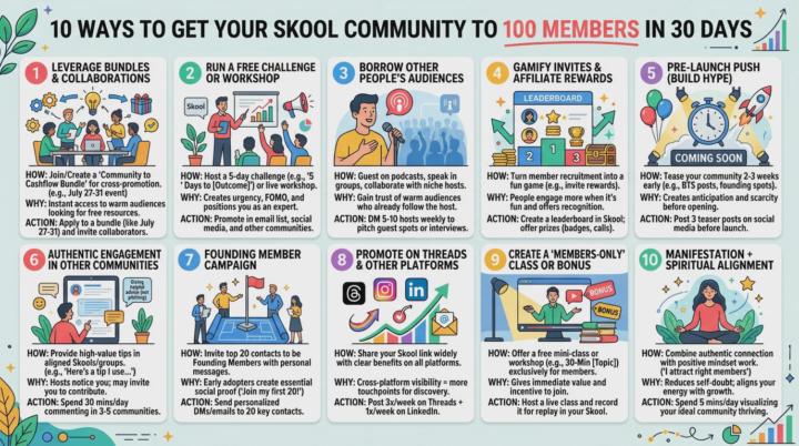 Top 10 responses for 100 members in 30 days.