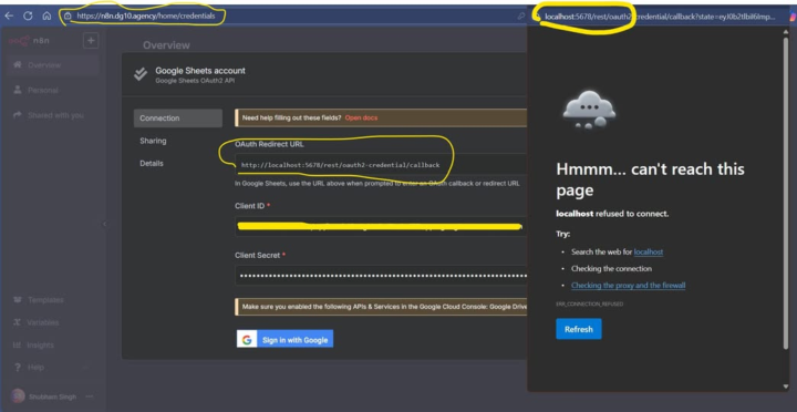 N8N Self Hosted Setup Google Oauth issue.
