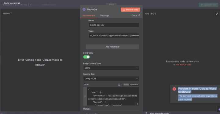 Problem with Blotato