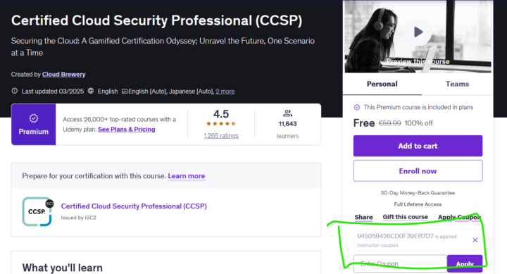 📂free udemy course: CCSP