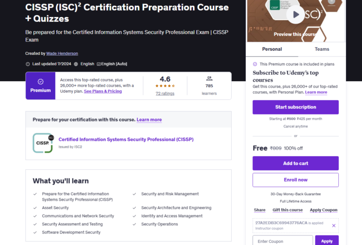 📂free udemy coupon : two CISSP courses