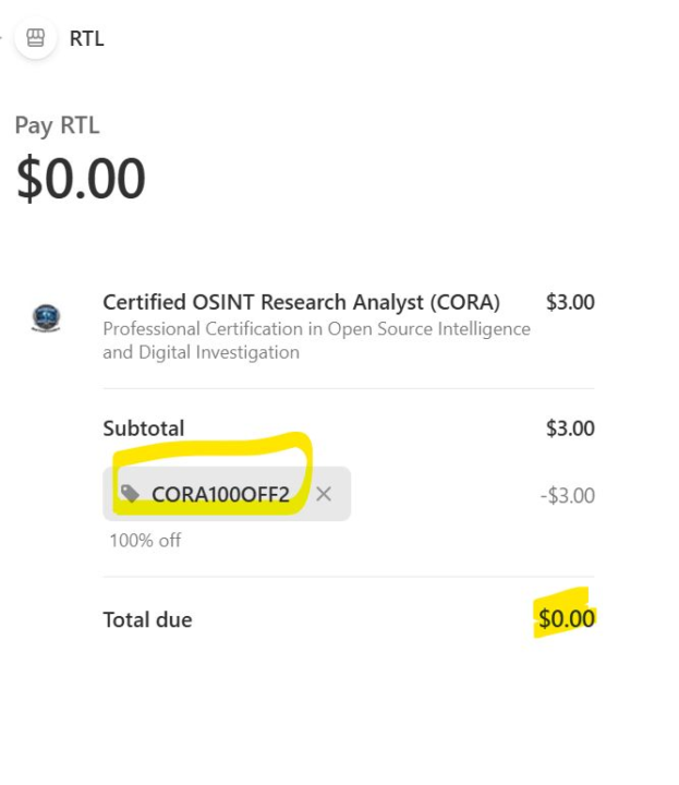 free coupon for OSINT hands-on 8 hours exam