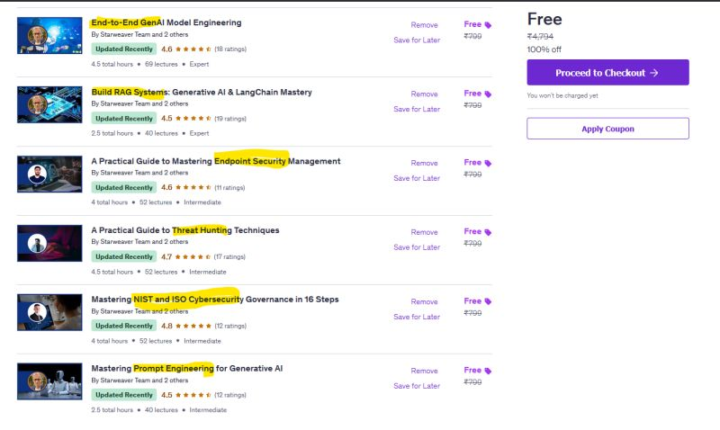 free udemy course coupons: threat hunting, endpoint security