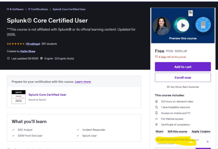 📂free udemy course: splunk
