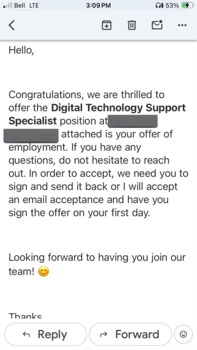 I did it! First I.T. Job Ever