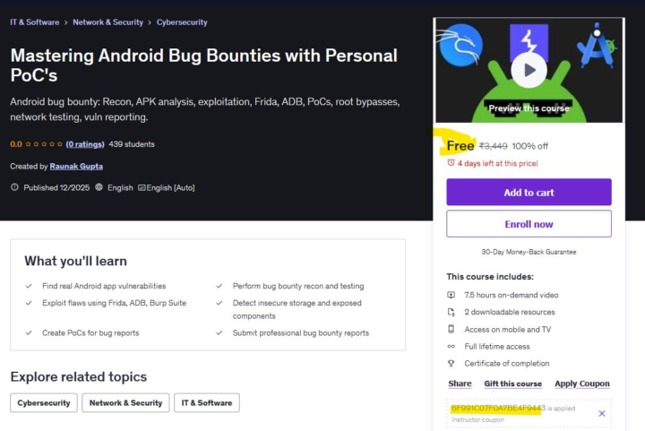 📂free udemy course: android bug bounty