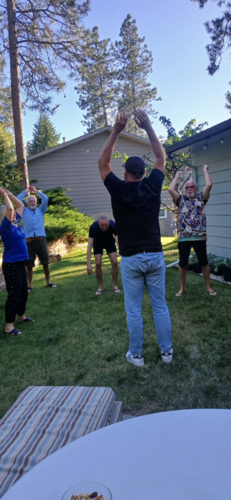 Work outs done after a dinner party. No gym. No club, just fun and great laughs. 
