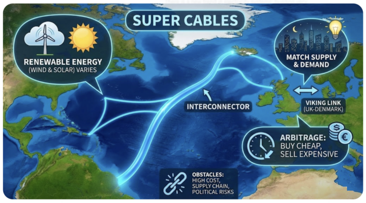 Global Electricity Arbitrage with  Interconnectors