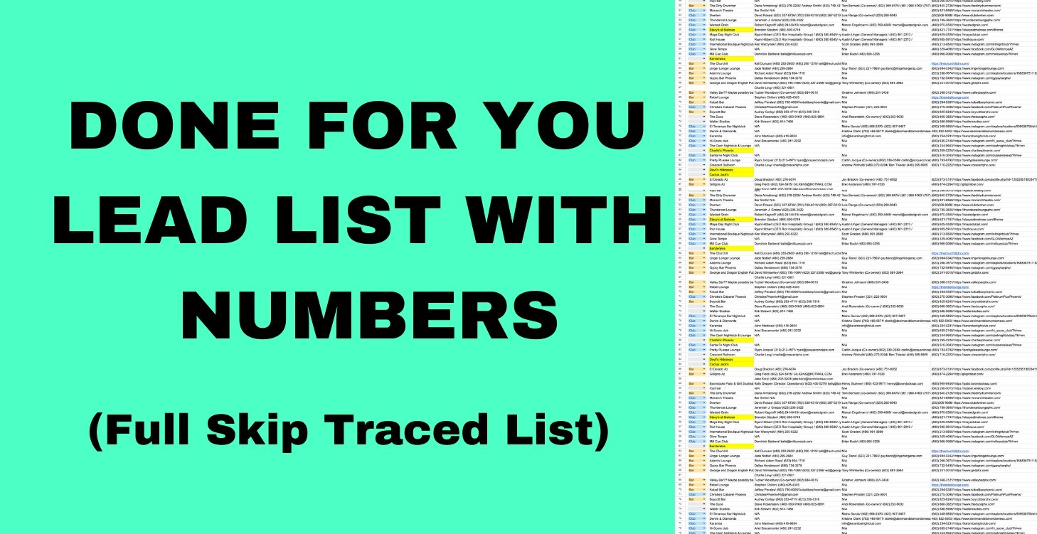 LEAD LIST FOR YOUR CITY