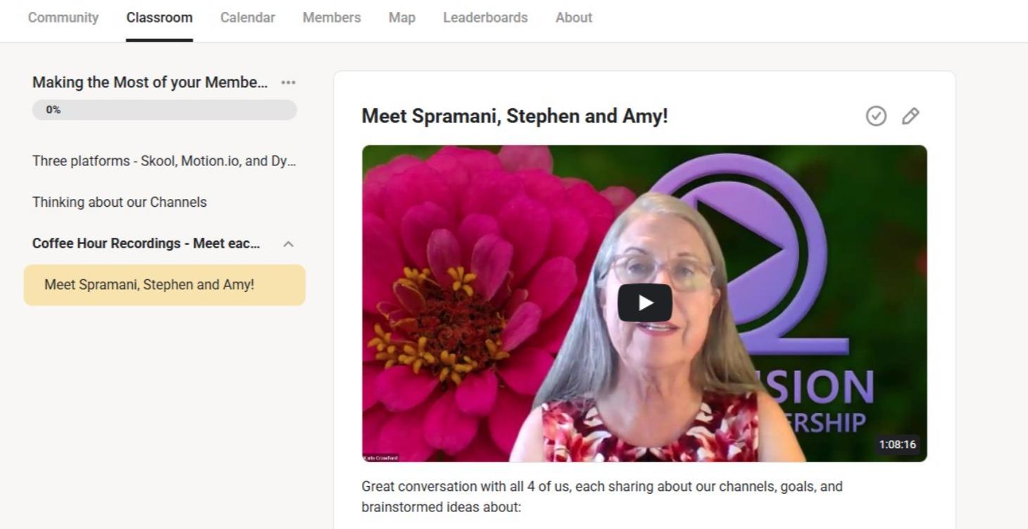 Premium Member Meeting Recordings - Coffee Hours