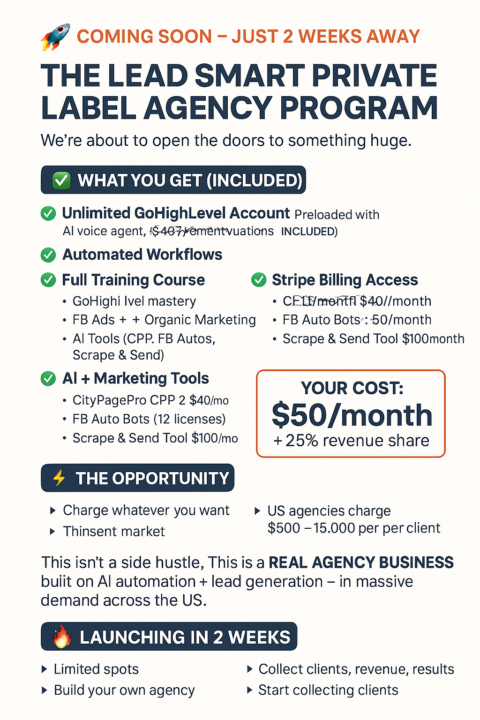 The Lead Smart Private Label Agency Program