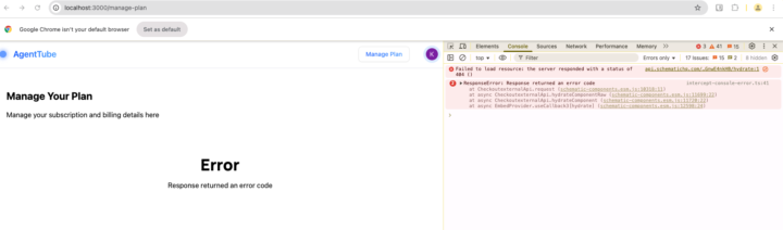 Error embedding Schematic component in the Manage Plan