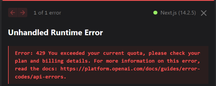 Unhandled Runtime Error