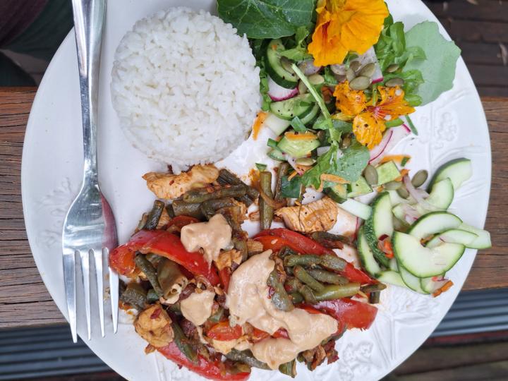 Cooking with snake and purple king beans